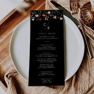 Whimsical Boho Wildflower Monogram Wedding Menu