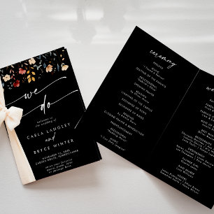 Whimsical Boho Wildflower We Do Folded Wedding Program