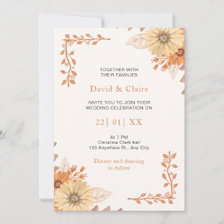 Whimsical Boho Wildflower Wedding Invitation