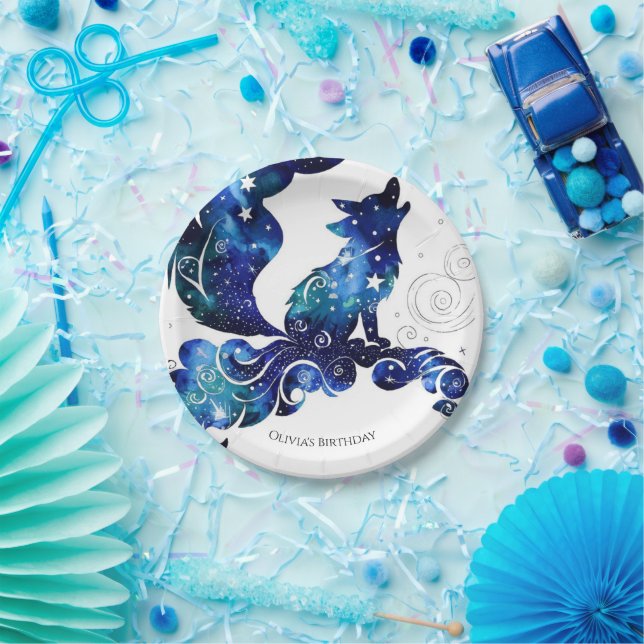 Whimsical Boho Wolf Birthday Paper Plate (Party)