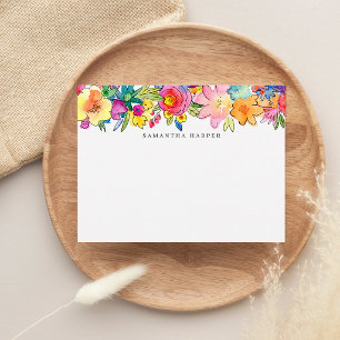 Whimsical Bold Colourful Floral Watercolor Card