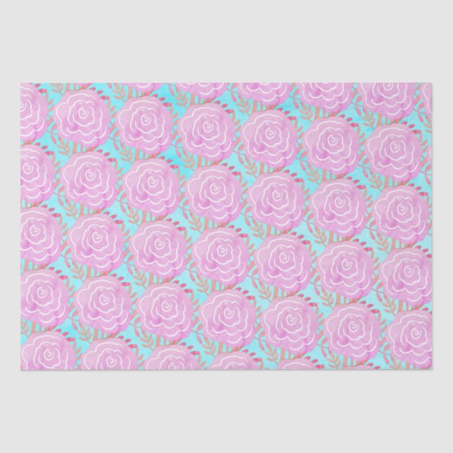 Whimsical Bold Colourful Roses  Tissue Paper (Front)