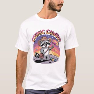 Whimsical Bold Sunset Cowboy Racoon Moon T-Shirt