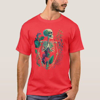 Whimsical Bones and Botany Foliage Rainbow T-Shirt