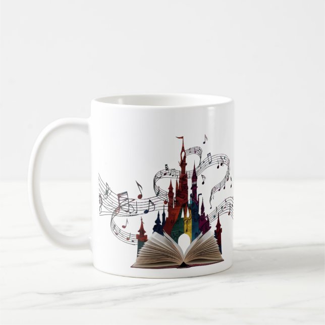 Whimsical Book Page Art Drinkware Coffee Mug (Left)
