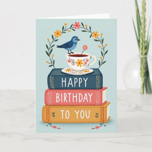 Whimsical Books Birthday Card
