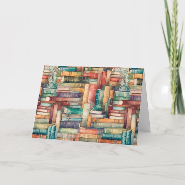 Whimsical Books Greeting Card (Front)