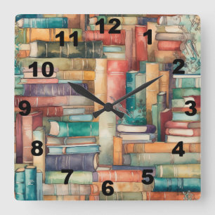 Whimsical Books Wall Clock