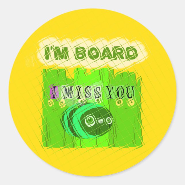 Whimsical Bored but Thinking of You Classic Round Sticker (Front)