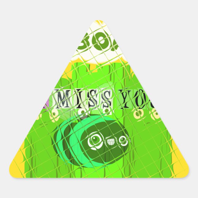 Whimsical Bored but Thinking of You Triangle Sticker (Front)