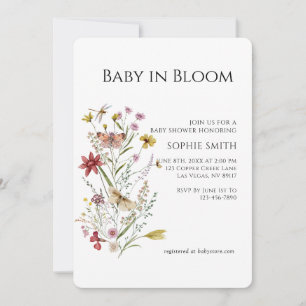 Whimsical Botanical Baby In Bloom Invitation