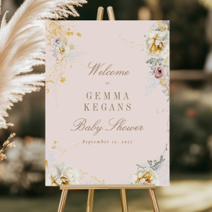 whimsical botanical baby shower welcome sign