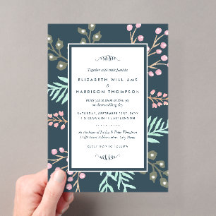 Whimsical Botanical Berry Wedding Acrylic Invitations