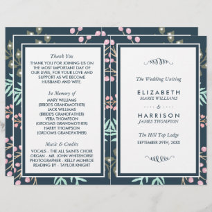 Whimsical Botanical Berry Wedding Bi-fold Program