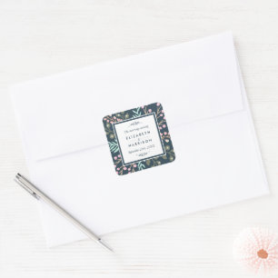 Whimsical Botanical Berry Wedding Favour Square Sticker