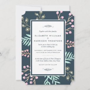 Whimsical Botanical Berry Wedding Invitation