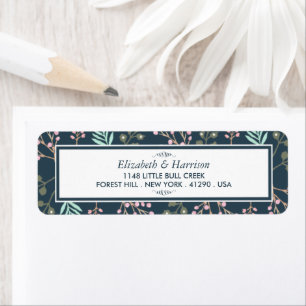 Whimsical Botanical Berry Wedding Return Address Label