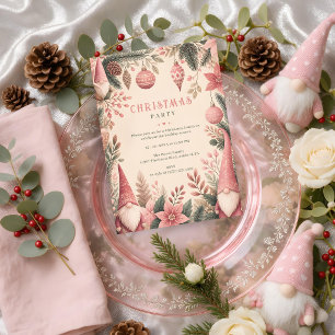 Whimsical Botanical Christmas Gnome Lunch TMF26 Invitation