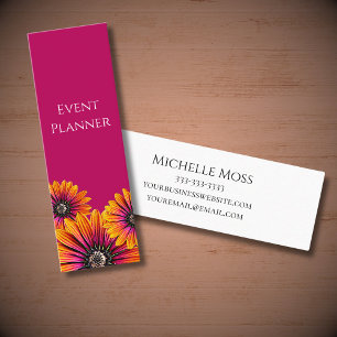 Whimsical Botanical Daisies Elegant Event Planner Mini Business Card