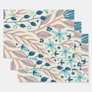 Whimsical Botanical Floral Pattern Wrapping Paper