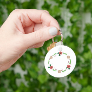 Whimsical Botanical Floral Wreath Personalised Gif Key Ring