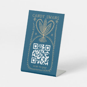 Whimsical Botanical Frame Custom QR Scan to Pay Pedestal Sign