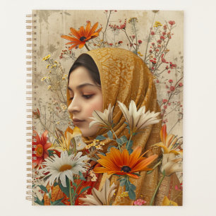 Whimsical Botanical Illustration Lady and Flowers Planner