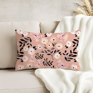 Whimsical Botanical Print Blush Pink Decorative Cushion