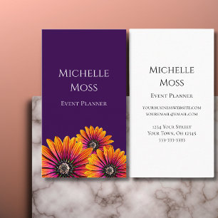 Whimsical Botanical Purple Boho Floral Business Card
