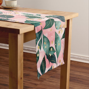 Whimsical Botanical Winter Holiday Patterned  Short Table Runner