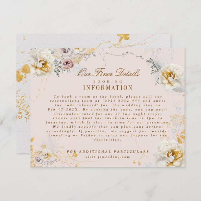 whimsical botanical wreath romantic wedding boho enclosure card (Front/Back)