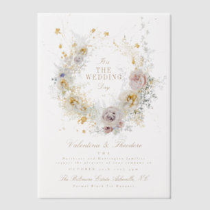 whimsical botanical wreath romantic wedding boho vellum invitations