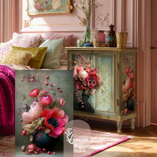 Whimsical Bouquet Vibrant Pink Floral Tissue Paper