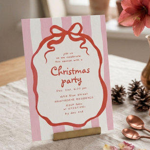 Whimsical Bow Christmas Cocktail Party Invitation