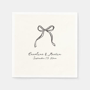Whimsical bow, hand drawn  wedding napkin