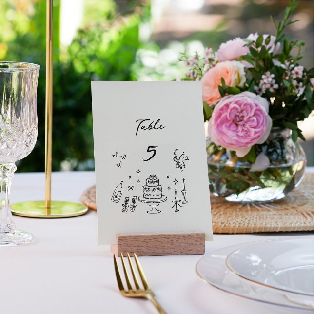 Whimsical Bow, hand drawn wedding  Table Number (Creator Uploaded)