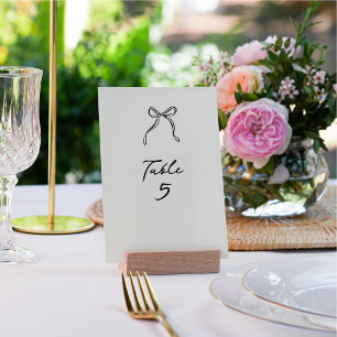 Whimsical Bow, hand drawn wedding  Table Number