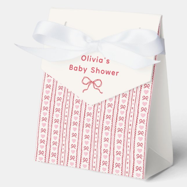 Whimsical Bow Little Sweetheart Baby Shower  Favour Box (Front)