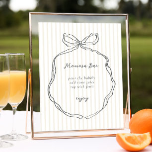 Whimsical Bow Neutral Baby Shower Momosa Bar  Poster