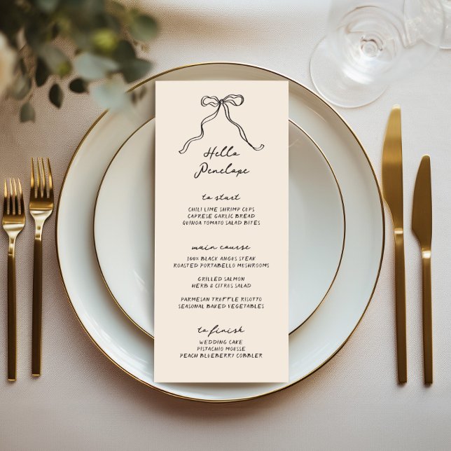 Whimsical Bow Personalizable Handwritten Menu (Creator Uploaded)
