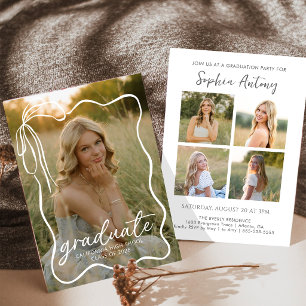 Whimsical Bow Photo Graduation Party Invitation
