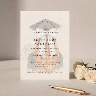 Whimsical Bow Photo Graduation Party Invitation