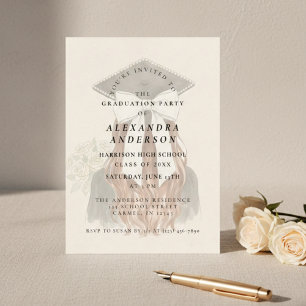 Whimsical Bow Photo Graduation Party Invitation
