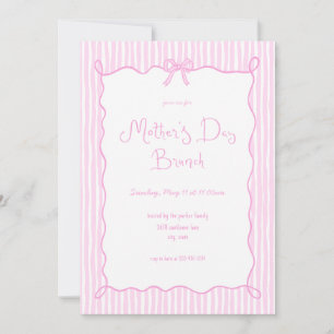 Whimsical Bow Pink Mother's Day Brunch Invitation
