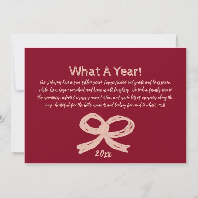 Whimsical Bow Present Holiday Photo Greeting Card (Back)