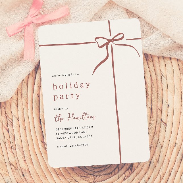Whimsical Bow | Red Ribbon Christmas Holiday Party Invitation (Creator Uploaded)