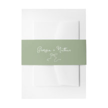 Whimsical Bow Sage Green Invitation Belly Band