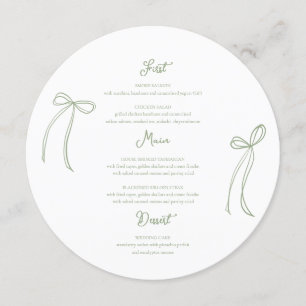 Whimsical Bow Sage Green Wedding Circular Menu
