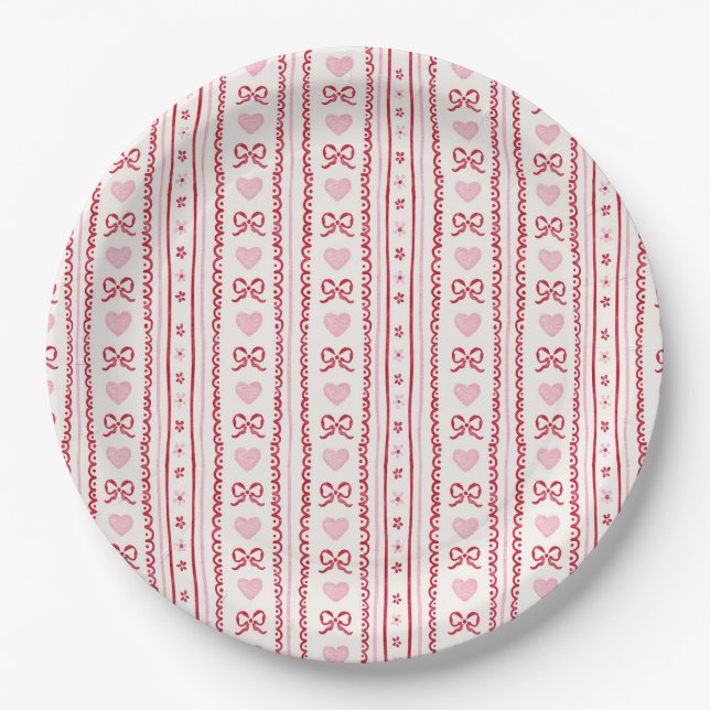 Whimsical Bow Sweetheart Baby Shower Paper Plate (Front)