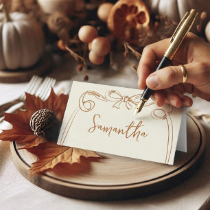 Whimsical Bow Thanksgiving Place Cards